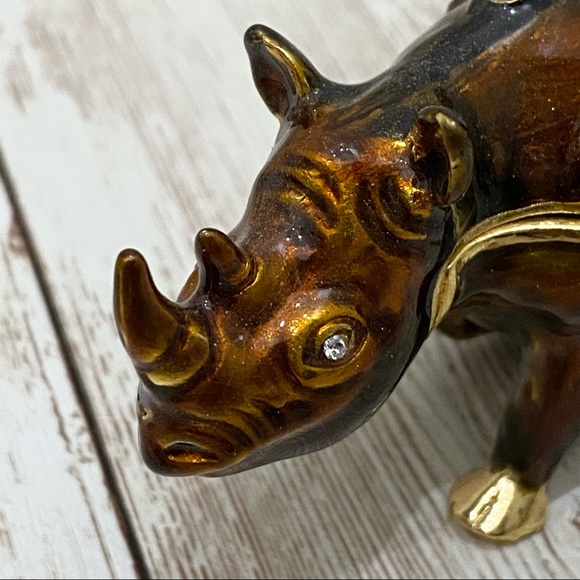 Artform Black Rhino Rhinoceros Enamel Trinket - Picture 4 of 13